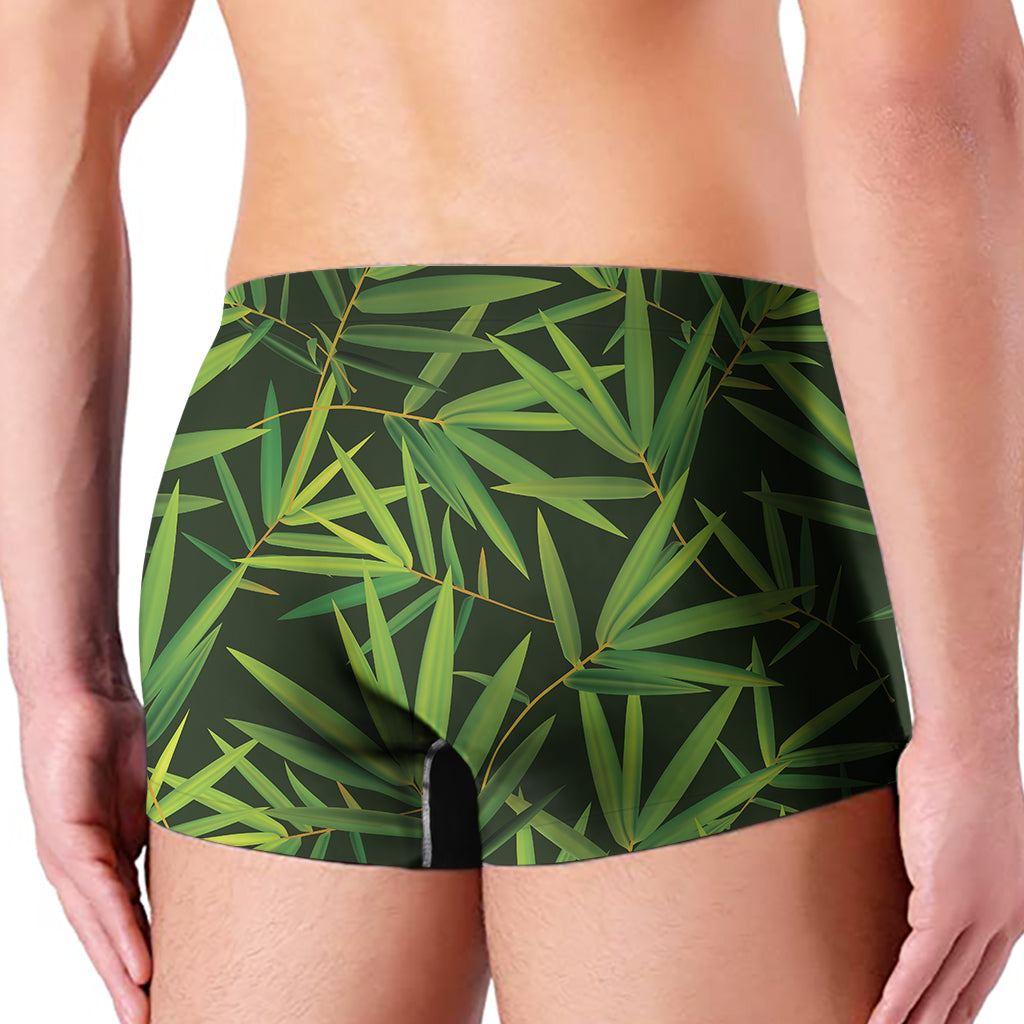 Green Bamboo Leaf Pattern Print Men's Boxer Briefs