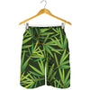 Green Bamboo Leaf Pattern Print Men's Shorts