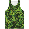 Green Bamboo Leaf Pattern Print Men's Tank Top