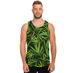 Green Bamboo Leaf Pattern Print Men's Tank Top