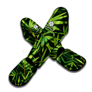 Green Bamboo Leaf Pattern Print Muay Thai Shin Guard