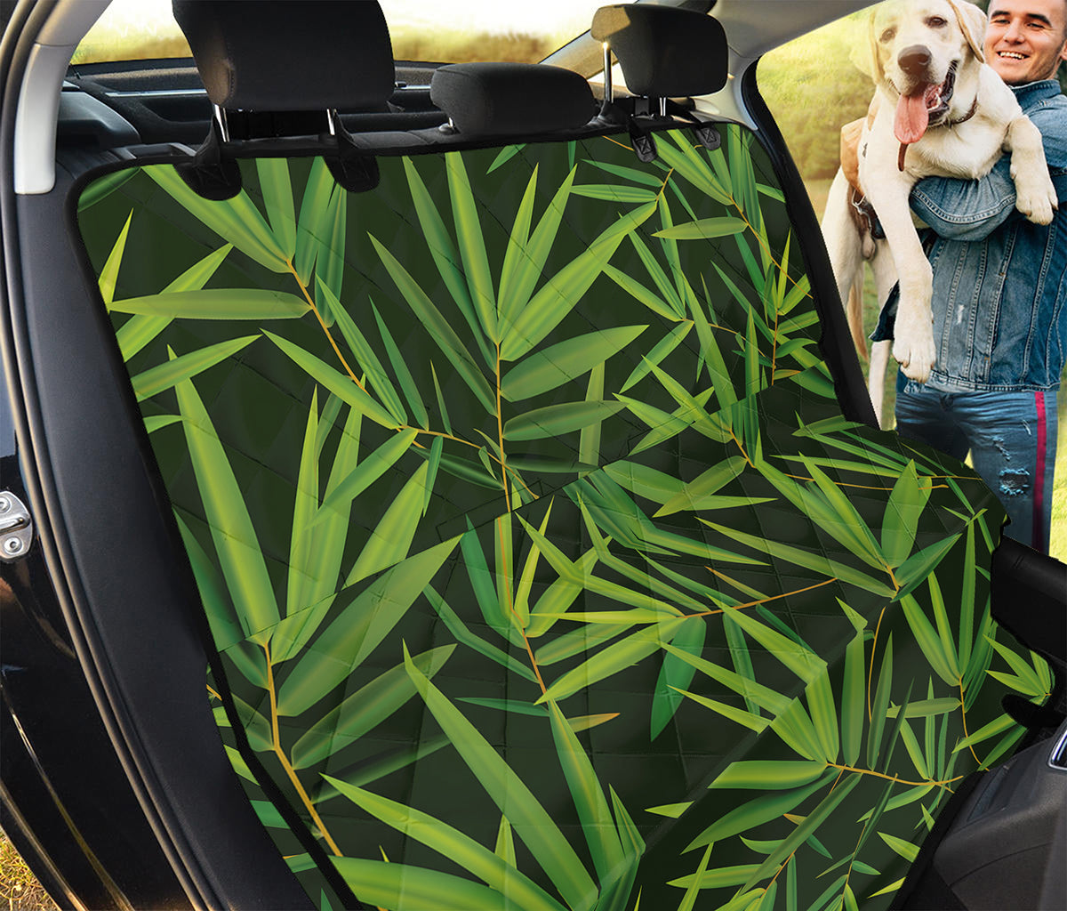 Green Bamboo Leaf Pattern Print Pet Car Back Seat Cover