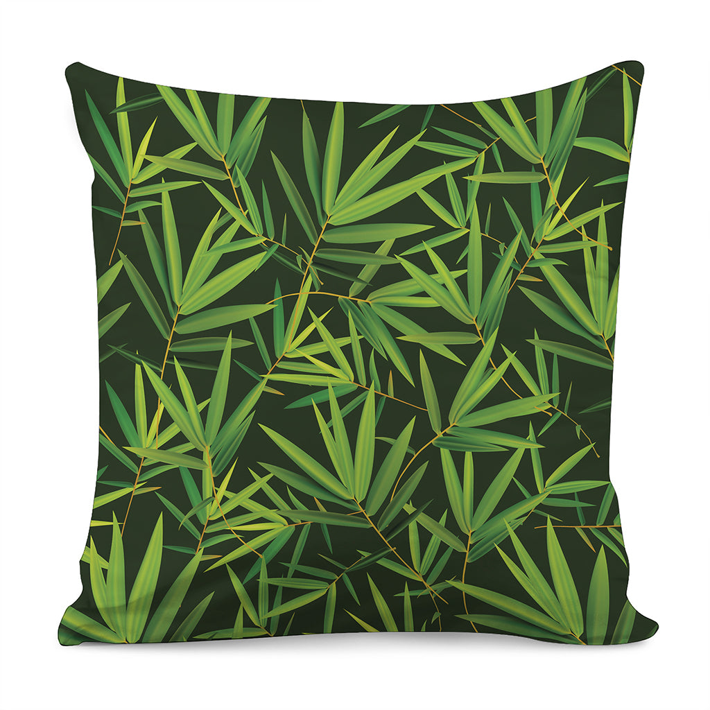 Green Bamboo Leaf Pattern Print Pillow Cover