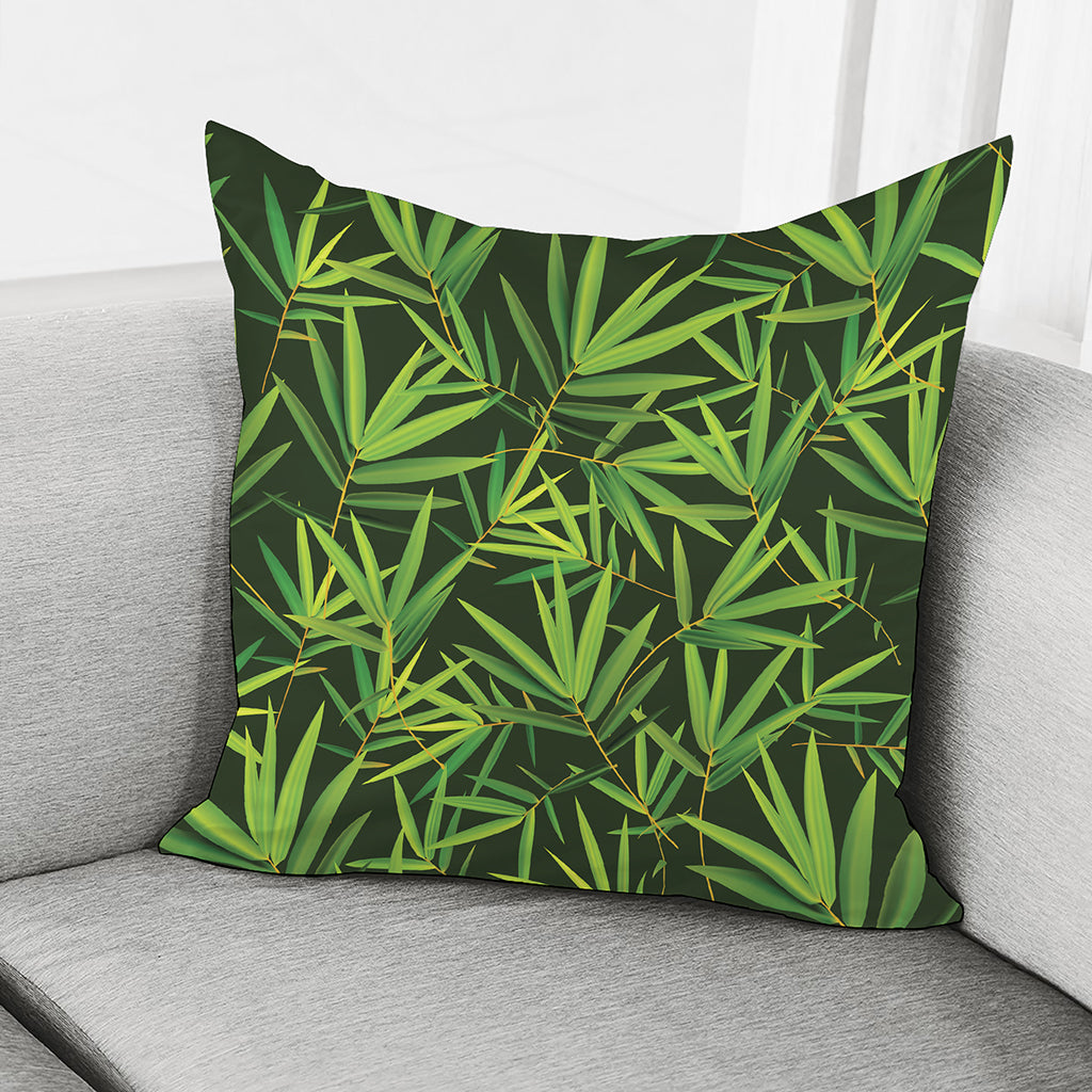 Green Bamboo Leaf Pattern Print Pillow Cover