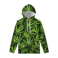 Green Bamboo Leaf Pattern Print Pullover Hoodie