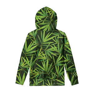 Green Bamboo Leaf Pattern Print Pullover Hoodie