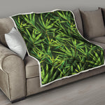 Green Bamboo Leaf Pattern Print Quilt