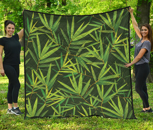 Green Bamboo Leaf Pattern Print Quilt