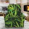 Green Bamboo Leaf Pattern Print Recliner Slipcover