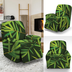 Green Bamboo Leaf Pattern Print Recliner Slipcover