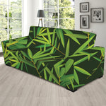 Green Bamboo Leaf Pattern Print Sofa Slipcover