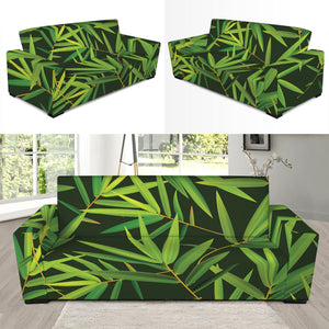 Green Bamboo Leaf Pattern Print Sofa Slipcover