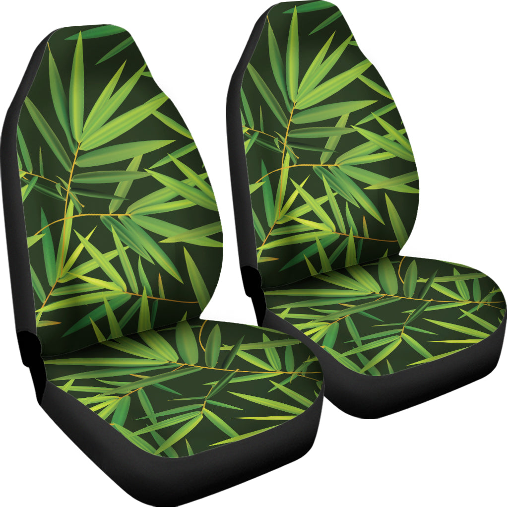 Green Bamboo Leaf Pattern Print Universal Fit Car Seat Covers