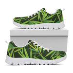 Green Bamboo Leaf Pattern Print White Sneakers