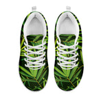 Green Bamboo Leaf Pattern Print White Sneakers