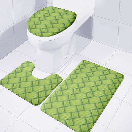 Green Bamboo Print 3 Piece Bath Mat Set