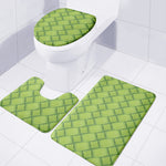 Green Bamboo Print 3 Piece Bath Mat Set