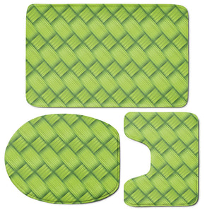 Green Bamboo Print 3 Piece Bath Mat Set