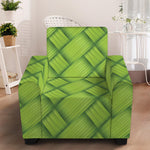 Green Bamboo Print Armchair Slipcover