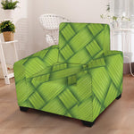 Green Bamboo Print Armchair Slipcover