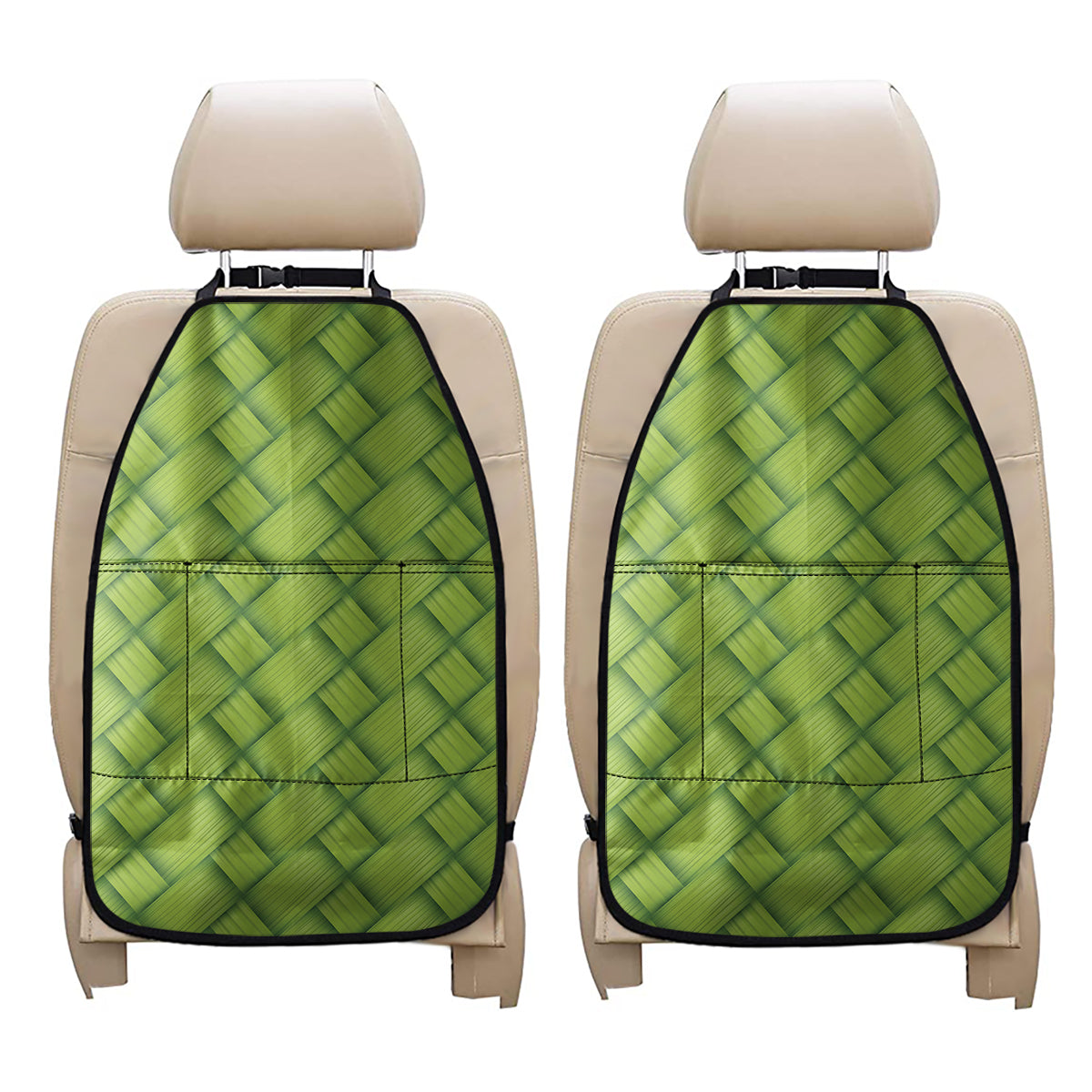 Green Bamboo Print Car Seat Organizers