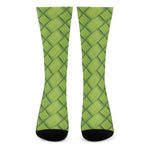 Green Bamboo Print Crew Socks