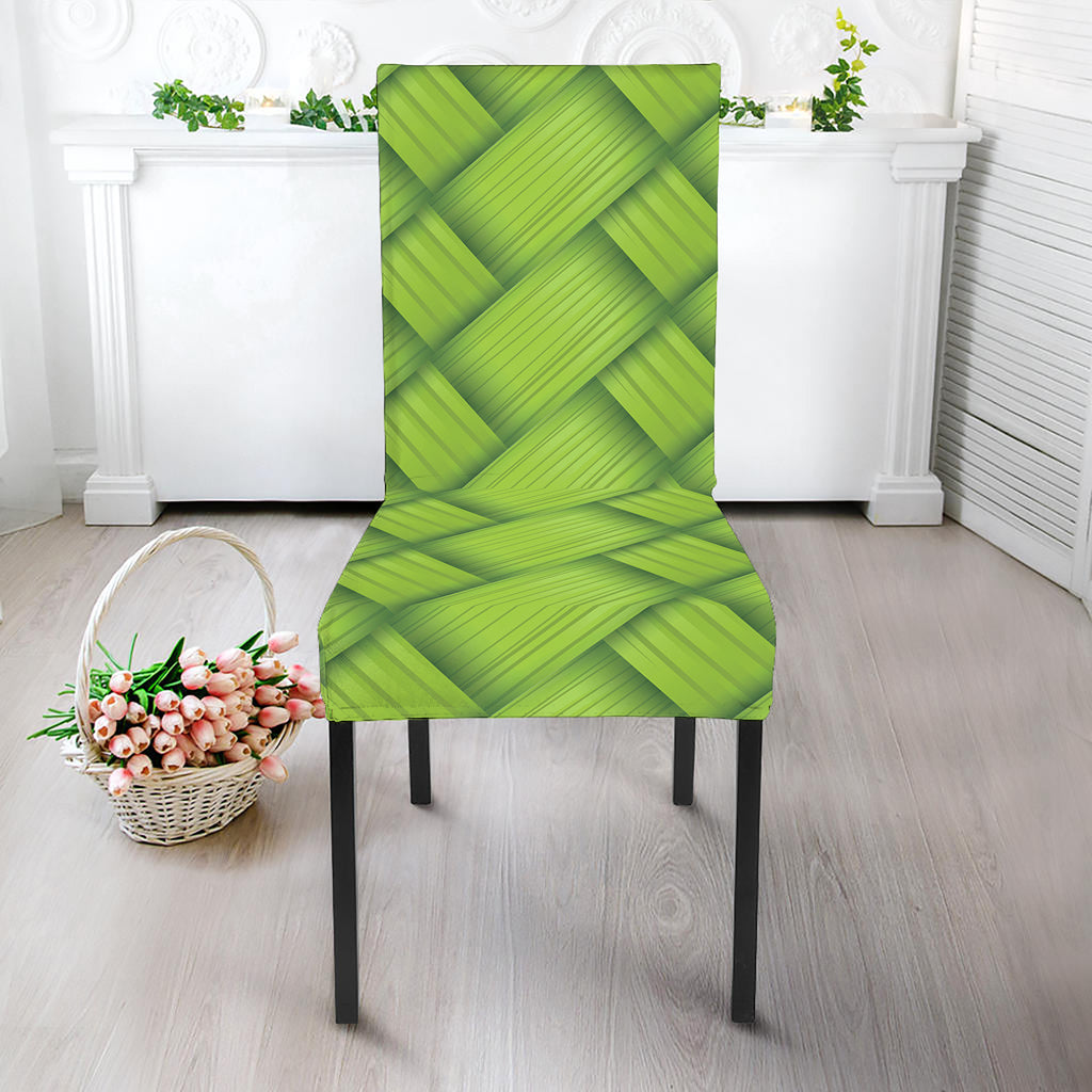 Green Bamboo Print Dining Chair Slipcover