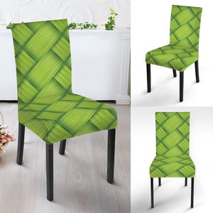 Green Bamboo Print Dining Chair Slipcover