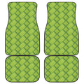 Green Bamboo Print Front and Back Car Floor Mats