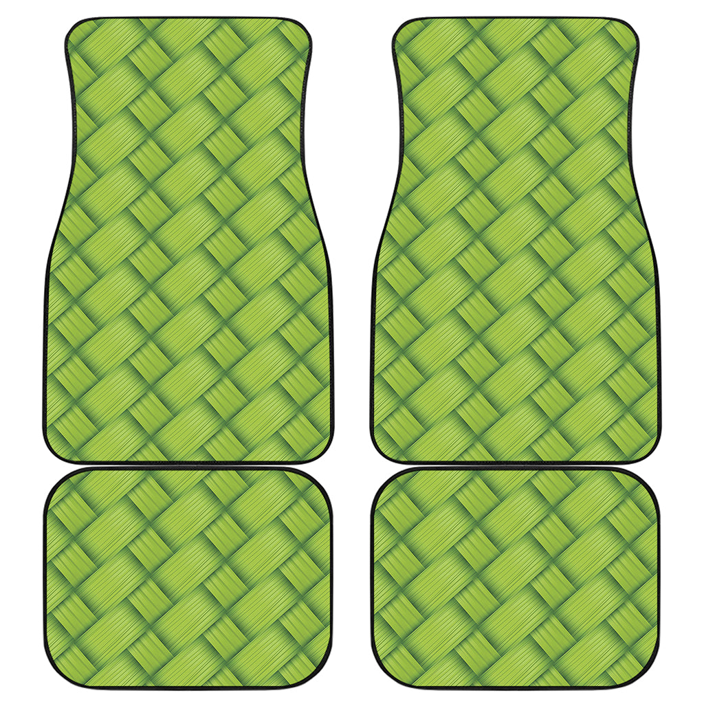 Green Bamboo Print Front and Back Car Floor Mats