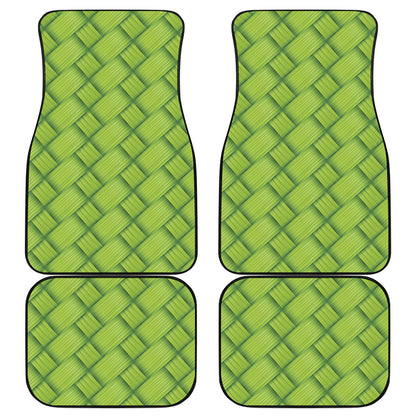 Green Bamboo Print Front and Back Car Floor Mats