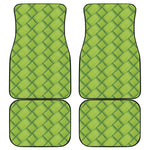 Green Bamboo Print Front and Back Car Floor Mats