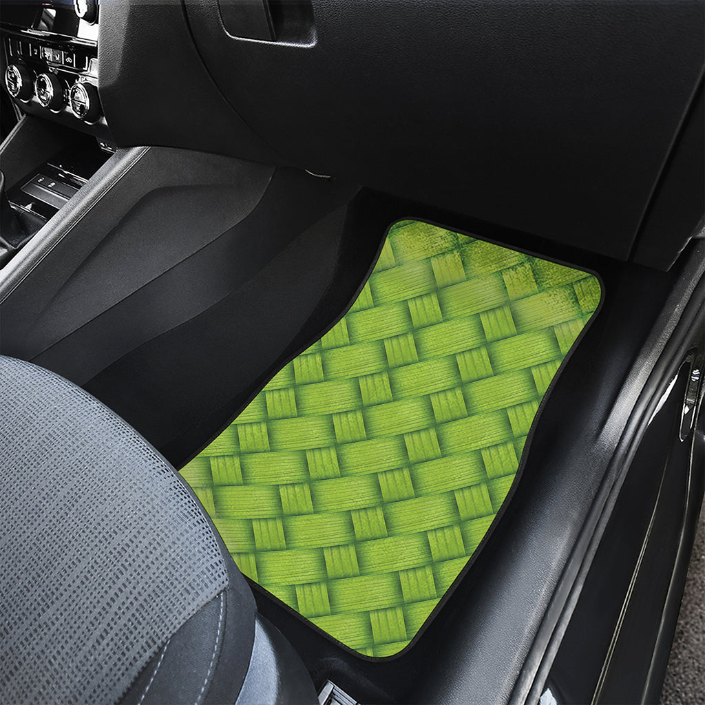 Green Bamboo Print Front and Back Car Floor Mats