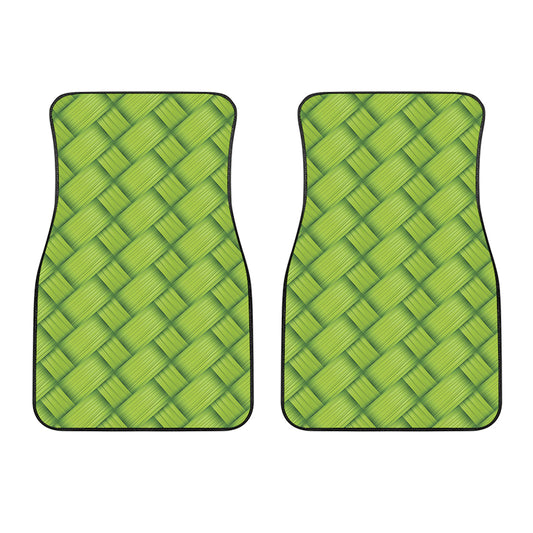 Green Bamboo Print Front Car Floor Mats