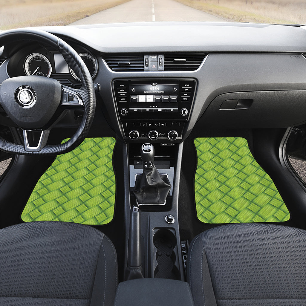 Green Bamboo Print Front Car Floor Mats