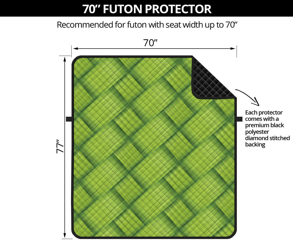 Green Bamboo Print Futon Protector