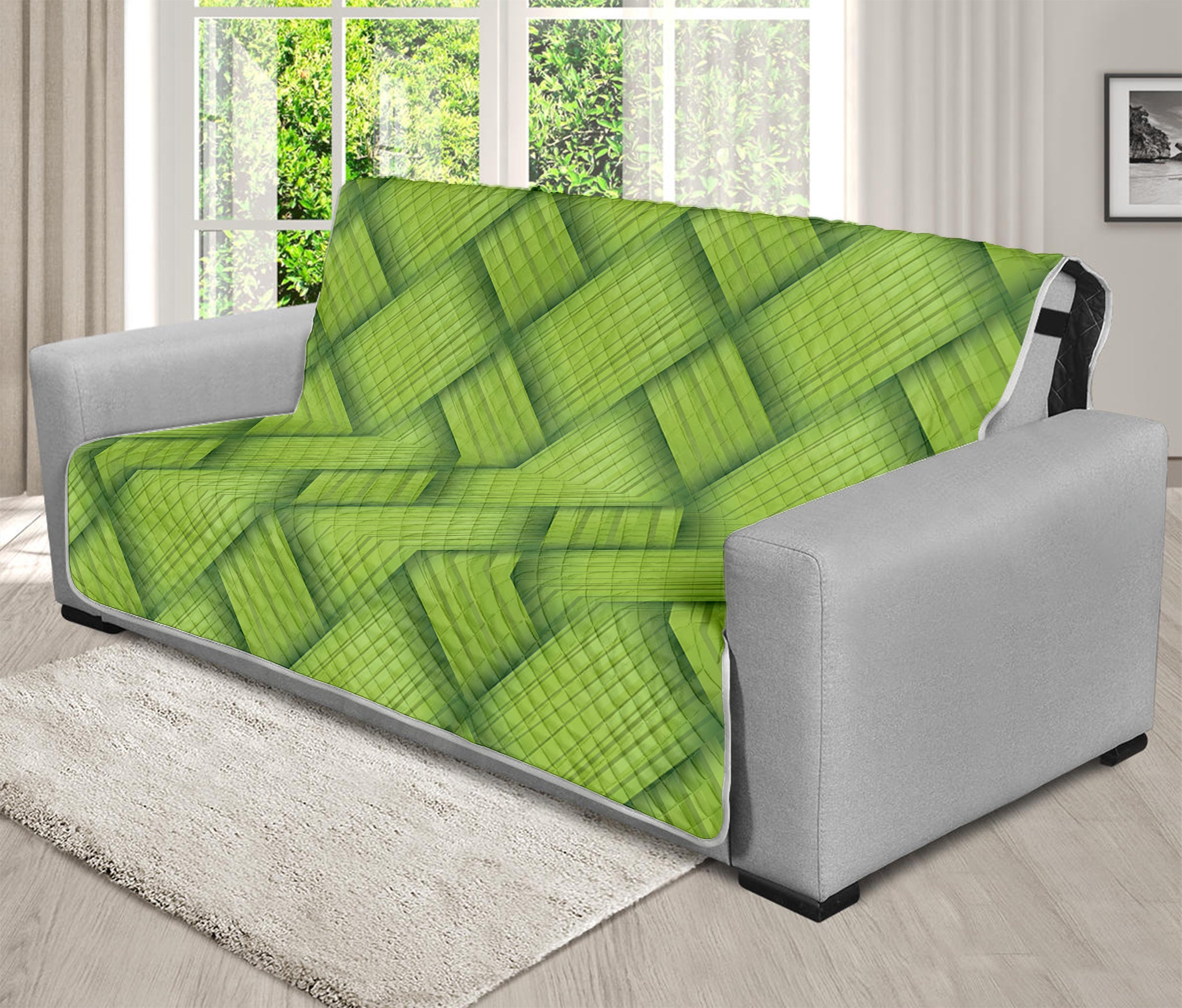 Green Bamboo Print Futon Protector