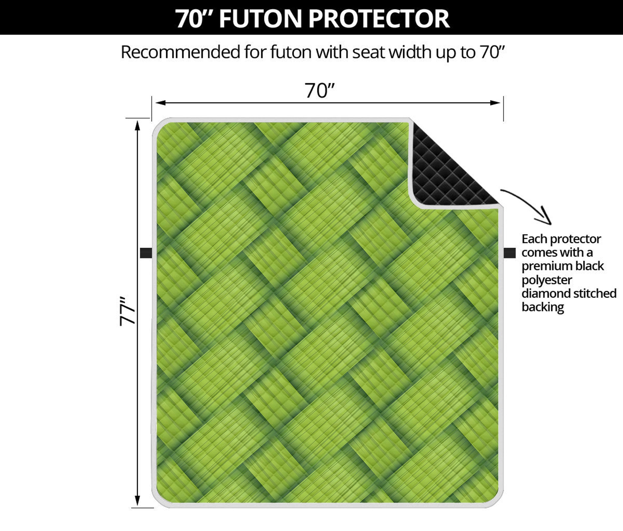 Green Bamboo Print Futon Protector