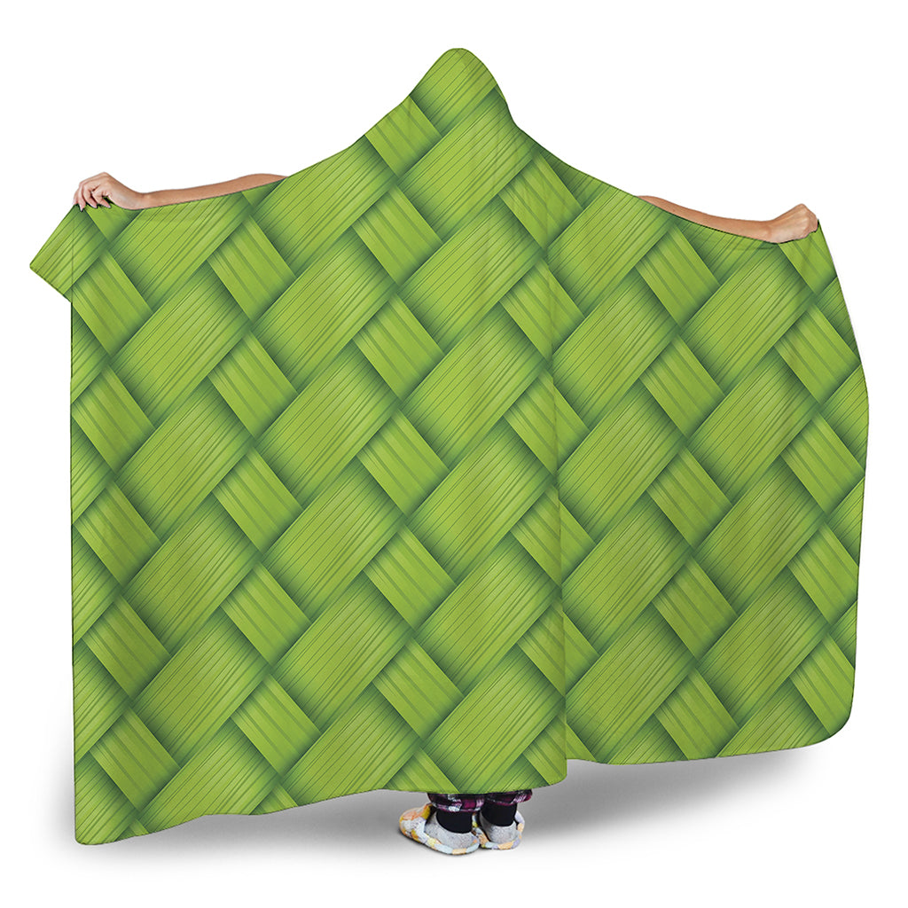 Green Bamboo Print Hooded Blanket