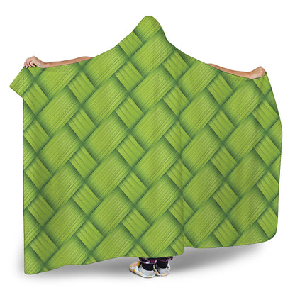 Green Bamboo Print Hooded Blanket