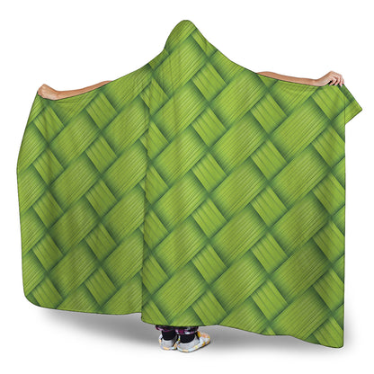 Green Bamboo Print Hooded Blanket