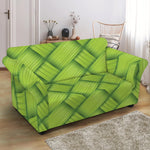 Green Bamboo Print Loveseat Slipcover