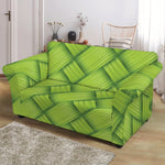 Green Bamboo Print Loveseat Slipcover