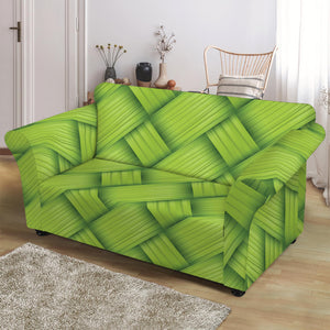 Green Bamboo Print Loveseat Slipcover