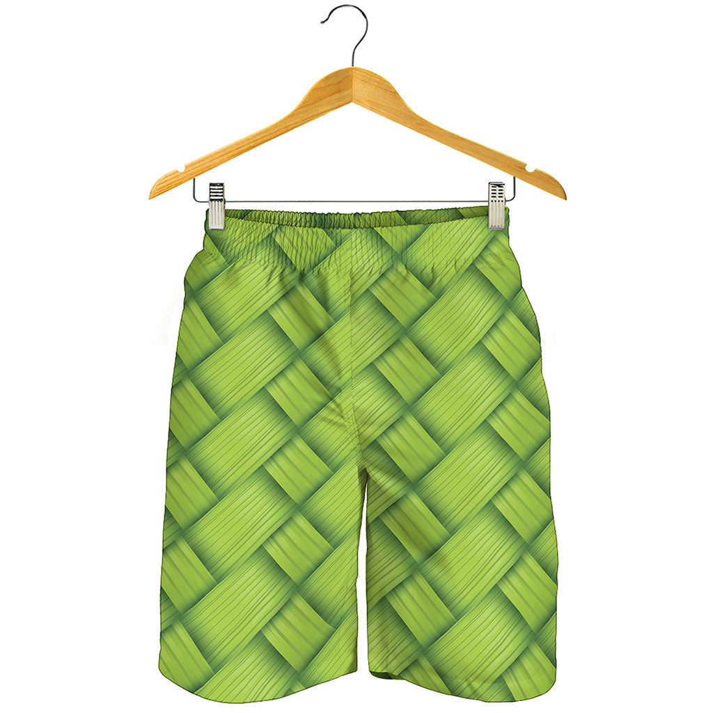 Green Bamboo Print Men's Shorts