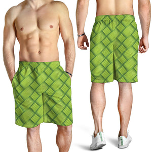 Green Bamboo Print Men's Shorts