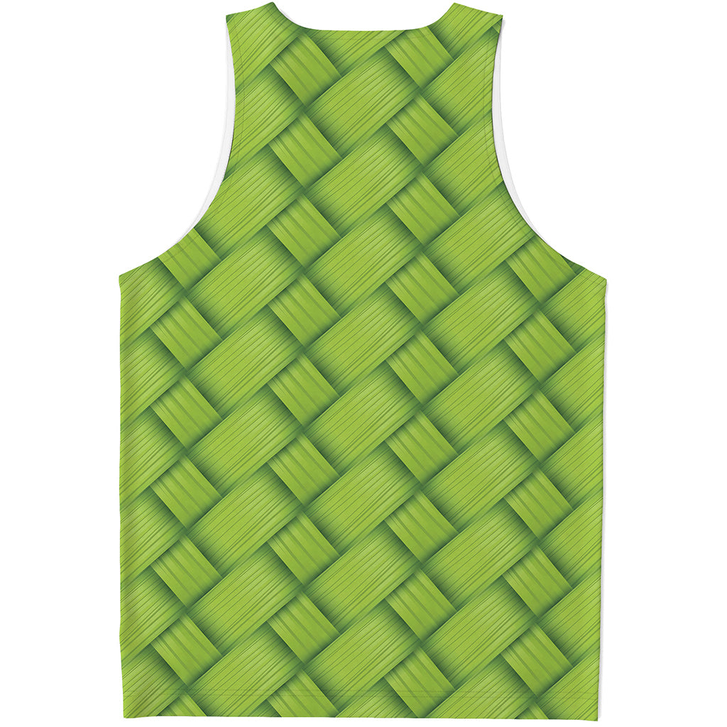 Green Bamboo Print Men's Tank Top