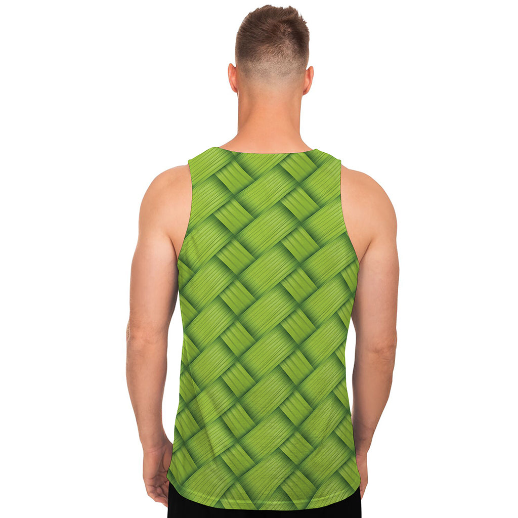 Green Bamboo Print Men's Tank Top