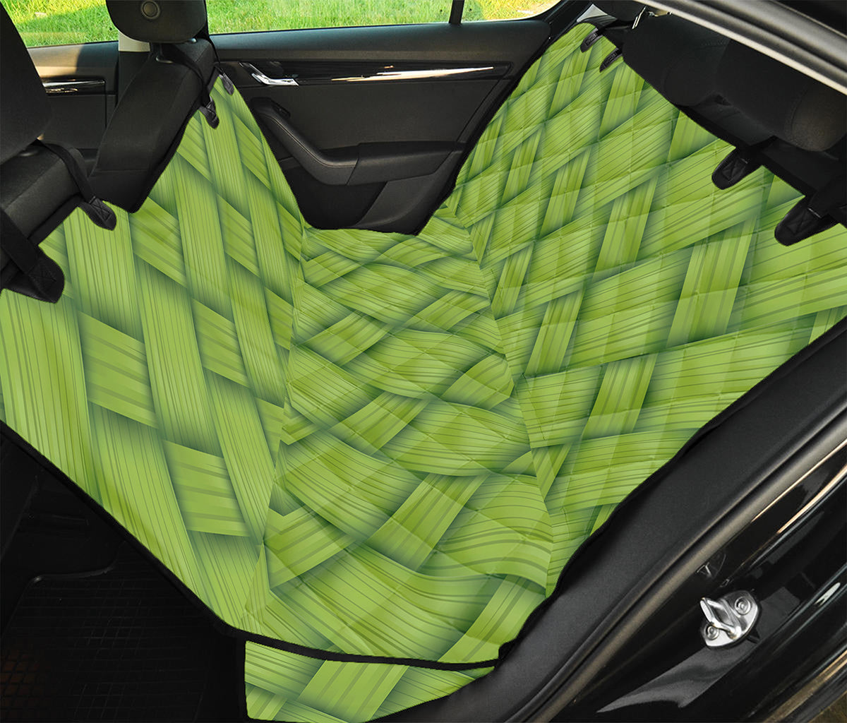 Green Bamboo Print Pet Car Back Seat Cover