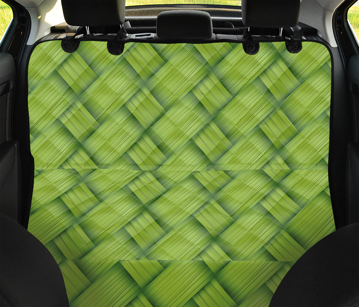 Green Bamboo Print Pet Car Back Seat Cover